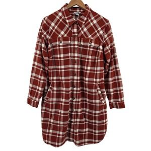 Duluth Trading Co Womens‎ Folklore Flannel Shacket Plaid Long Sleeve Size L